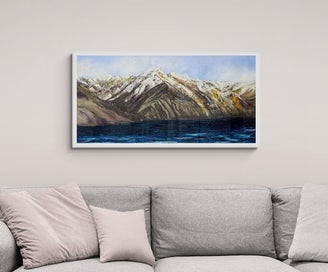 Listing 9 of 19 for 100 x 50 cm Contemporary Painting Peaks of Silence Perfect for Above Bed/Sofa