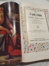 Listing 7 of 20 for Large Vintage 1953 Catholic Action Family Bible Illustrated Catholic Bible