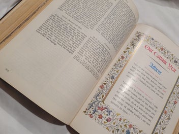 Listing 15 of 20 for Large Vintage 1953 Catholic Action Family Bible Illustrated Catholic Bible