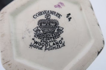 Listing 4 of 4 for ***S HANCOCK & SONS CORONAWARE VASE "WOODLAND" HANDPAINTED***