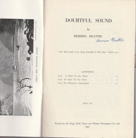 Listing 2 of 3 for Doubtful Sound, Herries Beattie *Signed* by author.