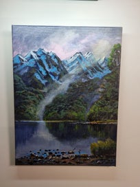 Listing 9 of 14 for Afterpay - Rays of light Fiordland - Landscape Painting by Caley Hall
