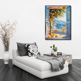 Listing 2 of 6 for ON SALE FREE SHIPPING -Large Canvas Art Print -Patio Doors Greece, Greek Islands