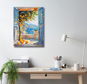 Listing 4 of 6 for ON SALE FREE SHIPPING -Large Canvas Art Print -Patio Doors Greece, Greek Islands