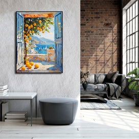 Listing 5 of 6 for ON SALE FREE SHIPPING -Large Canvas Art Print -Patio Doors Greece, Greek Islands
