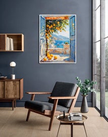 Listing 6 of 6 for ON SALE FREE SHIPPING -Large Canvas Art Print -Patio Doors Greece, Greek Islands