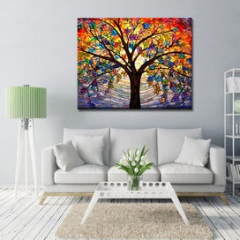 Listing 2 of 4 for ON SALE FREE SHIPPING - Large Canvas Art Print - Colorful Arched Glass Tree