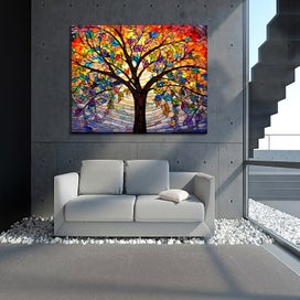 Listing 3 of 4 for ON SALE FREE SHIPPING - Large Canvas Art Print - Colorful Arched Glass Tree