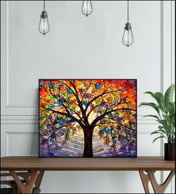 Listing 4 of 4 for ON SALE FREE SHIPPING - Large Canvas Art Print - Colorful Arched Glass Tree
