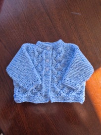 Listing 1 of 1 for hand knitted blue with spots jacket-newborn- 3 months