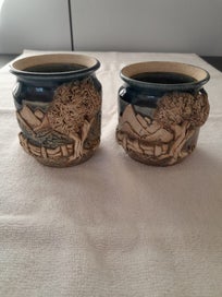 Listing 2 of 4 for 2 x Dovedale Pottery "country scene" pots