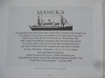 Listing 17 of 20 for SIGNED- '1929 WRECK OF THE MANUKA'- Collins- 1st.- 80pp