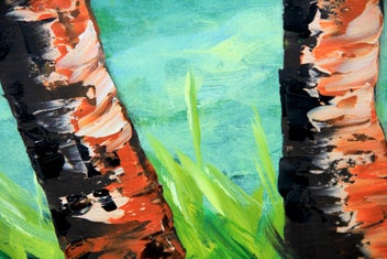 Listing 6 of 17 for 100 x 50 cm oil Painting original The Sunlit Whisper of Birches