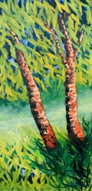 Listing 8 of 17 for 100 x 50 cm oil Painting original The Sunlit Whisper of Birches