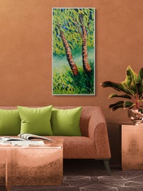 Listing 4 of 17 for 100 x 50 cm oil Painting original The Sunlit Whisper of Birches