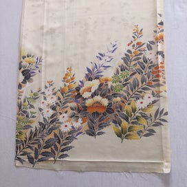 Listing 14 of 17 for Vintage Japanese Silk Fabric Piece Floral Print Kimono Panel