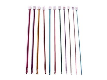 Listing 2 of 8 for 11Pcs Colorful 27cm Crochet Hooks Knitting Needles Set