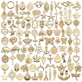 Listing 1 of 1 for 100pcs Tibetan Antique Gold Charm Mixed Pendants Diy For Bracelet Necklace Jewel