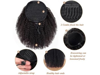 Listing 4 of 9 for Afro Puff Ponytail Extension For Black Women Synthetic Curly Bun