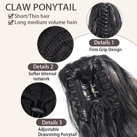 Listing 4 of 9 for 26 Inch Synthetic Wavy Layered Ponytail Extension For Women