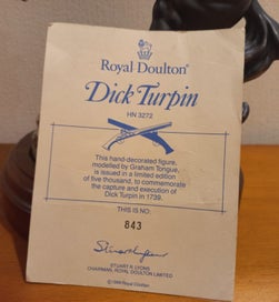 Listing 15 of 18 for Royal Doulton Dick Turpin Model HN3272 Limited Edition with Base & Cert
