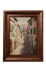 Listing 3 of 3 for Beautiful Dalmatian Street scene oil on canvas from the 60s