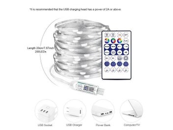 Listing 1 of 6 for RGBIC Christmas LED String Light USB Bluetooth Fairy Lights Festoon Wedding