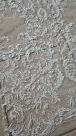 Listing 3 of 10 for Luxury Beaded Bridal Lace Fabric – 8m Ivory Embroidered Tulle