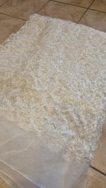 Listing 2 of 10 for Luxury Beaded Bridal Lace Fabric – 8m Ivory Embroidered Tulle