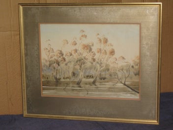 Listing 3 of 19 for Reg Burrage (OBE DFC) - Evening Incandescence Torrumbarry Lagoon Murray River