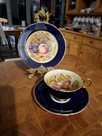Listing 1 of 3 for VINTAGE AYNSLEY ORCHARD FRUIT TRIO COBALT BLUE