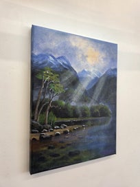 Listing 11 of 13 for Afterpay - Sun Rays Fiordland - Landscape Painting by Caley Hall