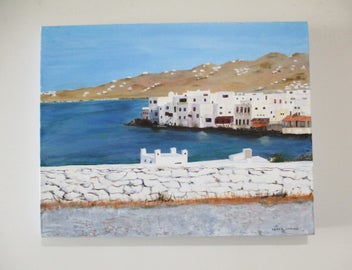 Listing 2 of 6 for "Mykonos Greek Islands" Original Artwork in Acylic.