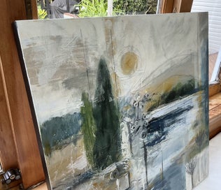 Listing 2 of 4 for Abstract mixed media painting. Original artwork. 70x70 box frame canvas