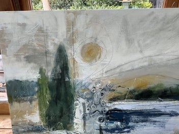 Listing 3 of 4 for Abstract mixed media painting. Original artwork. 70x70 box frame canvas