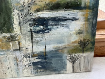 Listing 4 of 4 for Abstract mixed media painting. Original artwork. 70x70 box frame canvas