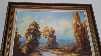 Listing 9 of 20 for <<< WELL-EXECUTED " JOAN COLEMAN " RURAL LANDSCAPE OIL PAINTING >>>