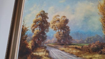 Listing 13 of 20 for <<< WELL-EXECUTED " JOAN COLEMAN " RURAL LANDSCAPE OIL PAINTING >>>
