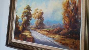 Listing 14 of 20 for <<< WELL-EXECUTED " JOAN COLEMAN " RURAL LANDSCAPE OIL PAINTING >>>