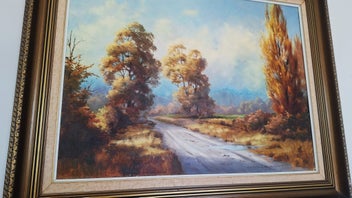 Listing 15 of 20 for <<< WELL-EXECUTED " JOAN COLEMAN " RURAL LANDSCAPE OIL PAINTING >>>