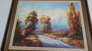 Listing 18 of 20 for <<< WELL-EXECUTED " JOAN COLEMAN " RURAL LANDSCAPE OIL PAINTING >>>