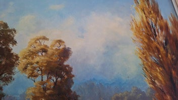 Listing 19 of 20 for <<< WELL-EXECUTED " JOAN COLEMAN " RURAL LANDSCAPE OIL PAINTING >>>