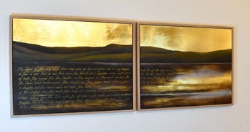 Listing 12 of 12 for ORIGINAL NZ PAINTING - MAORI LEGEND LONG WHITE CLOUD - GOLD LEAF -