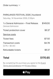 Listing 3 of 3 for Parklands Festival Ticket Auckland