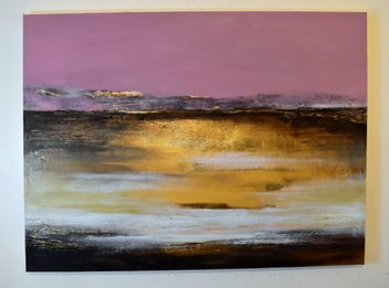 Listing 14 of 15 for ROSE BAY DELIGHT - EXTRA LARGE - GOLD LEAF - NZ ORIGINAL PAINTING