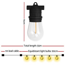 Listing 2 of 6 for 55M Festoon Lights Christmas Fairy String Outdoor Party Garden Decor