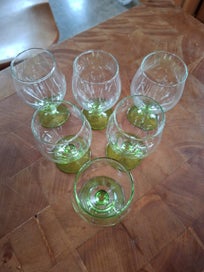 Listing 3 of 4 for VINTAGE URANIUM GLASS SET OF 6 LIQUEUR GLASSES