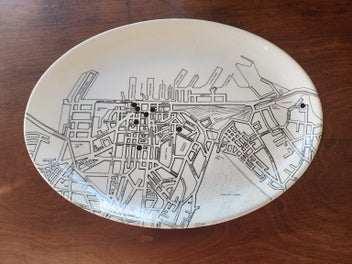 Listing 1 of 5 for Rare Crown Lynn Auckland City Map Platter – Trillos / Downtown