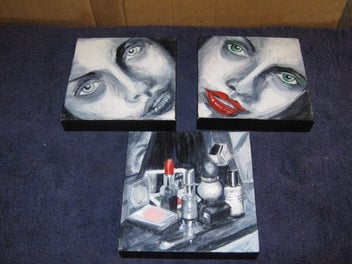 Listing 3 of 11 for Three Set Paintings of Womans Face & Makeup - Signed GC 06