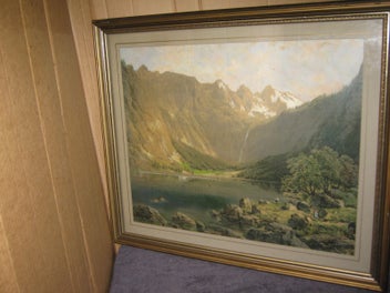 Listing 8 of 17 for Hand coloured Mountain Waterfall Lake & Bush Scene